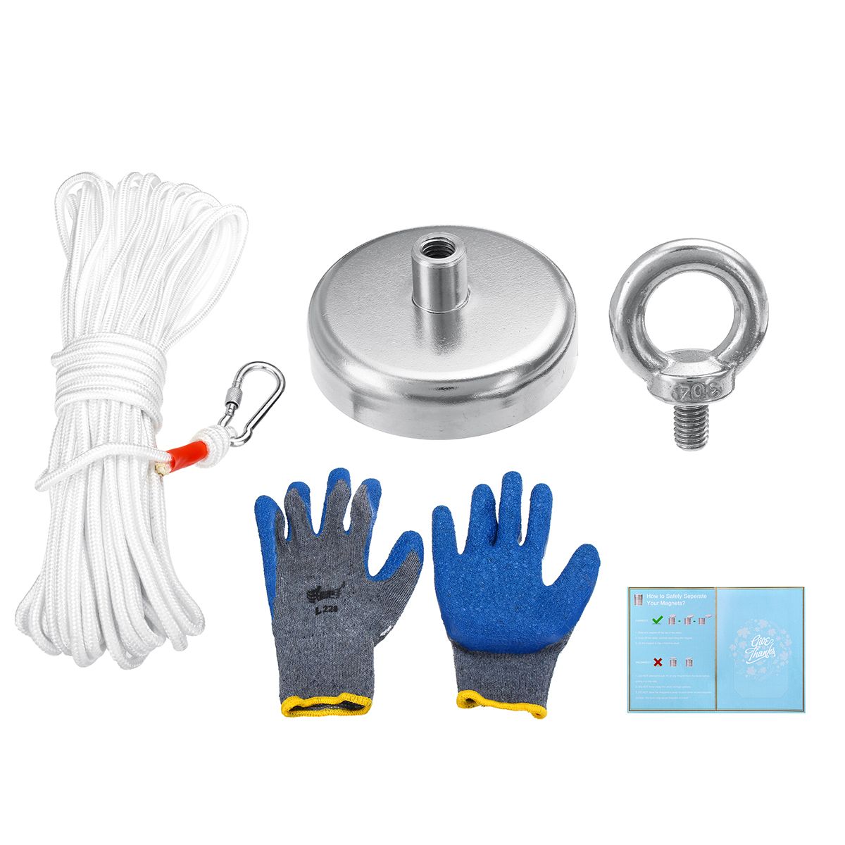 60mm-Powerful-Magnet-Metal-Detector-Salvage-Tool-Recovery-Sea-130KG--Gloves-1473185