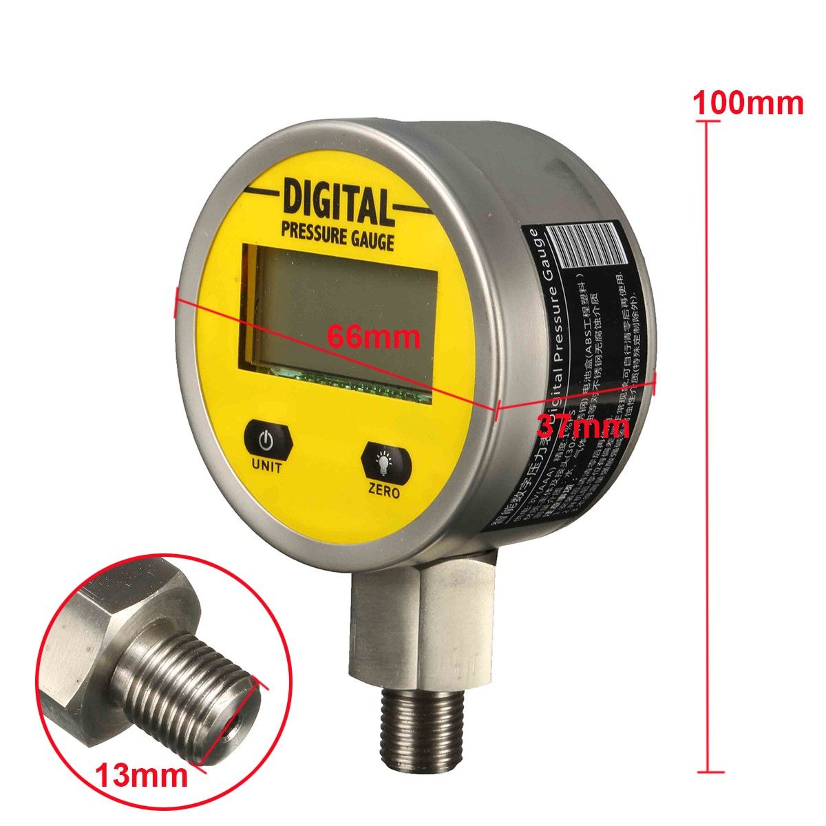 Digital-Hydraulic-Pressure-Gauge-0-250BAR-25Mpa-3600PSI-BSP14inch-Base-Entry-1104774