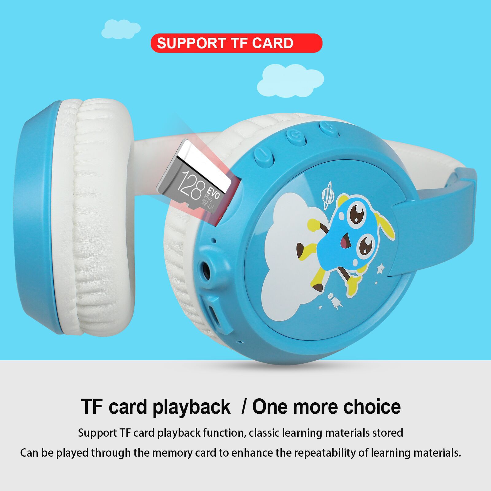 HXSJ-VT02-Wireless-Headphone-Children-Bluetooth-50-BluePink-TF-Card-Supported-Bulit-in-Microphone-He-1766652