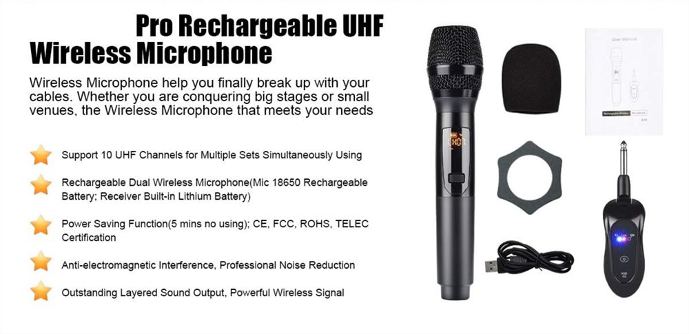 K18-Microphone-Handheld-Wireless-Connection-Long-Battery-life-UHF-Mic-Microphone-Outdoor-Karaoke-Rec-1712345