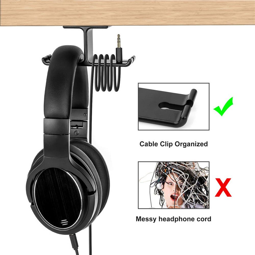 New-Bee-NB-Z10-Aluminum-Headphone-Stand-Headset-Hanger-Hook-Tape-Under-Desk-Dual-Headset-Mount-Holde-1721711