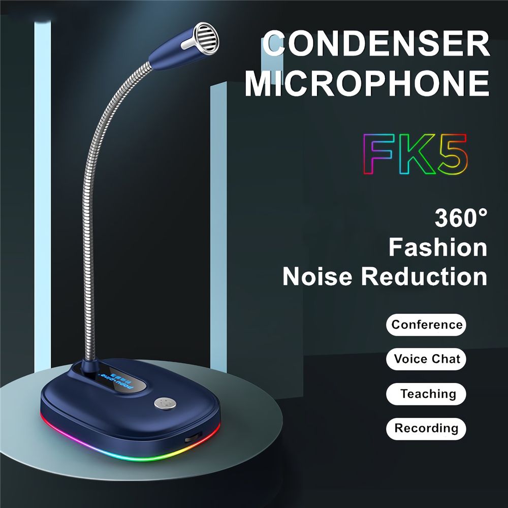 POPUmiddotPINE-FK5-Condenser-Microphone-Wired-USB-Plug-Omnidirectional-Desk-Colorful-Light-Base-Micr-1723655