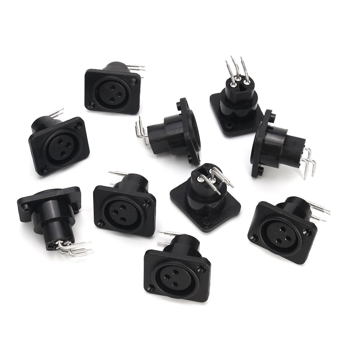 10pcs-Black-XLR-3pin-Female-Jack-Panel-Mount-Chassis-PCB-Socket-Connector-1171928