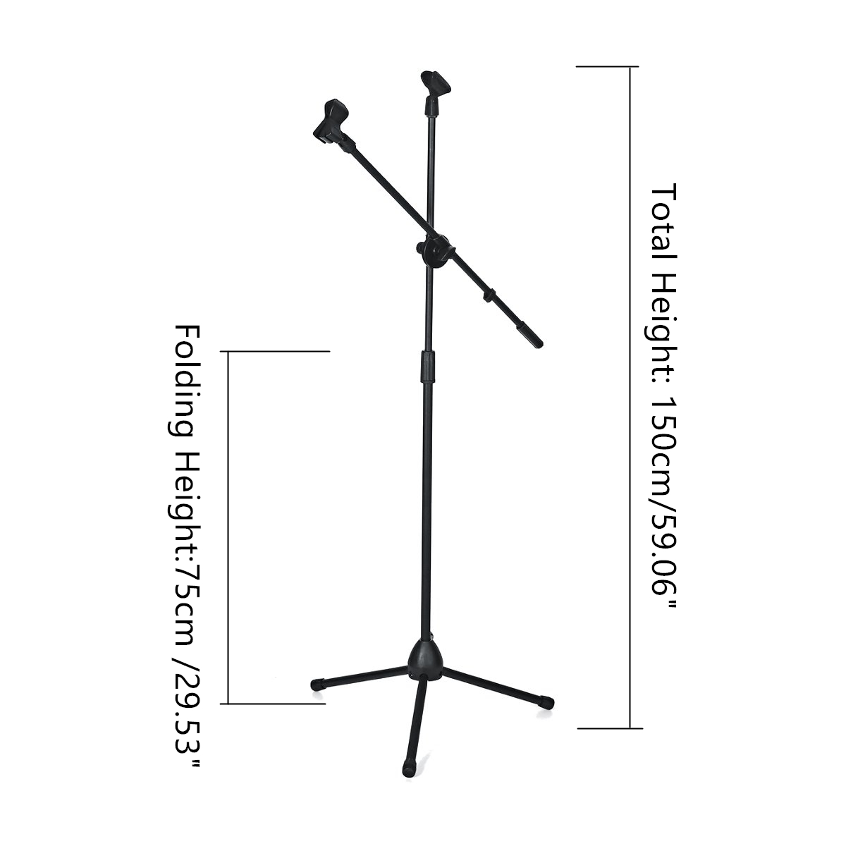 150cm-Microphone-Stand-Holder-Boom-Arm-Height-Angle-Adjustable-with-Tripod-Base-1700088