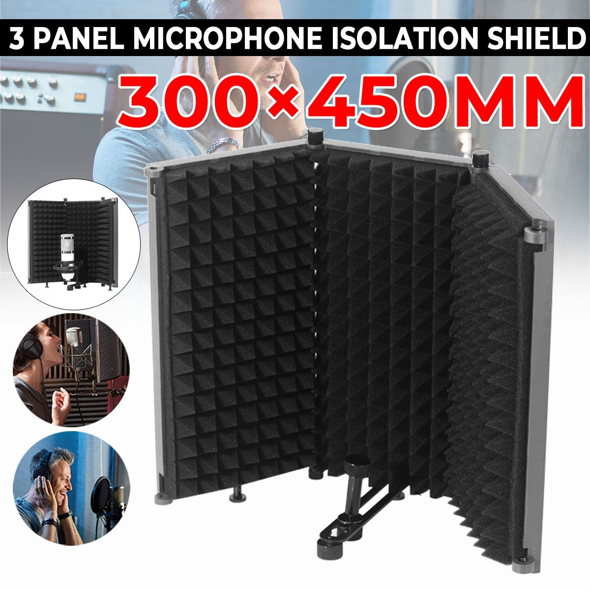 3-Plate-Foldable-Recording-Microphone-Wind-Screen-Board-Microphone-Isolation-Shield-For-Recording-St-1763817