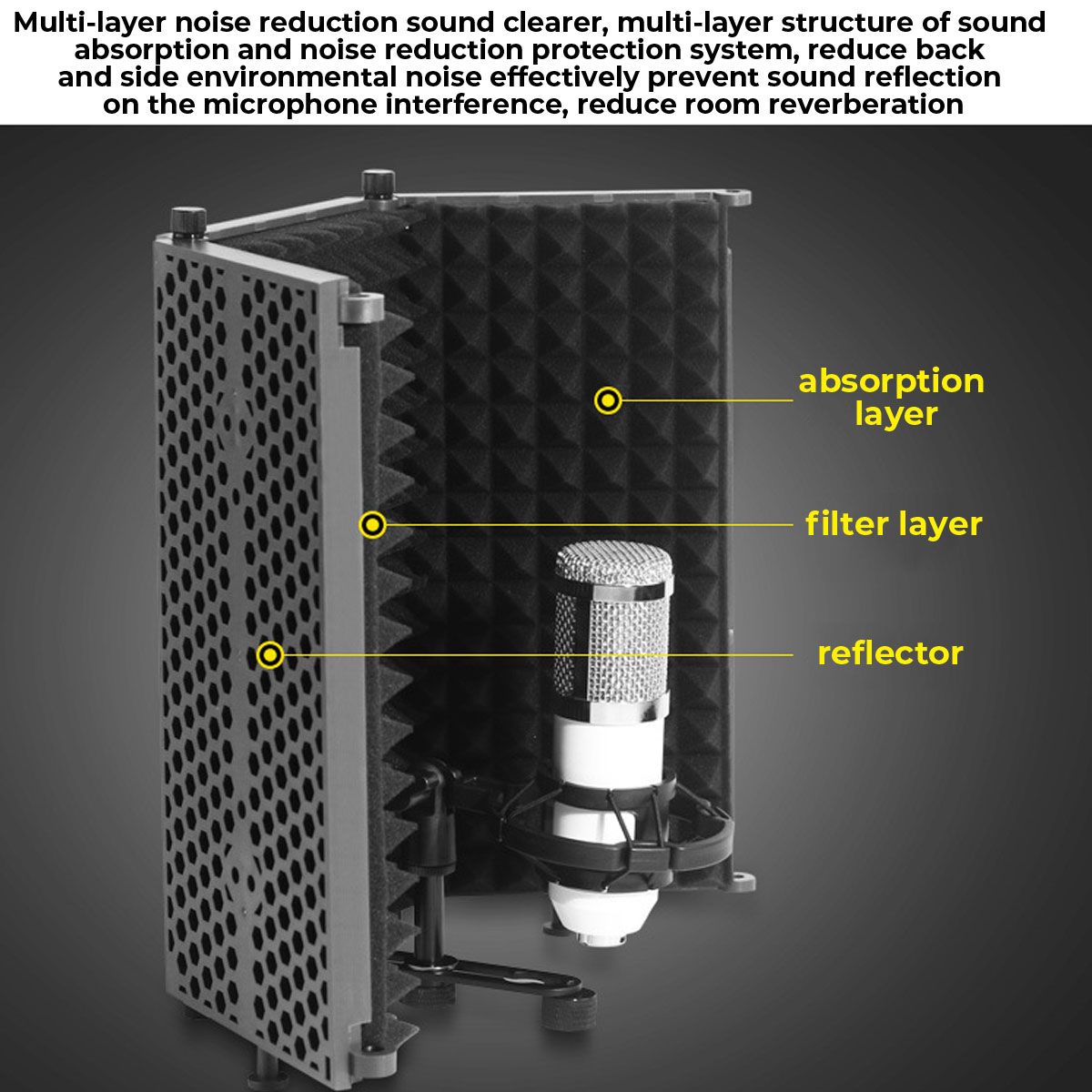 3-Plate-Foldable-Recording-Microphone-Wind-Screen-Board-Microphone-Isolation-Shield-For-Recording-St-1763817