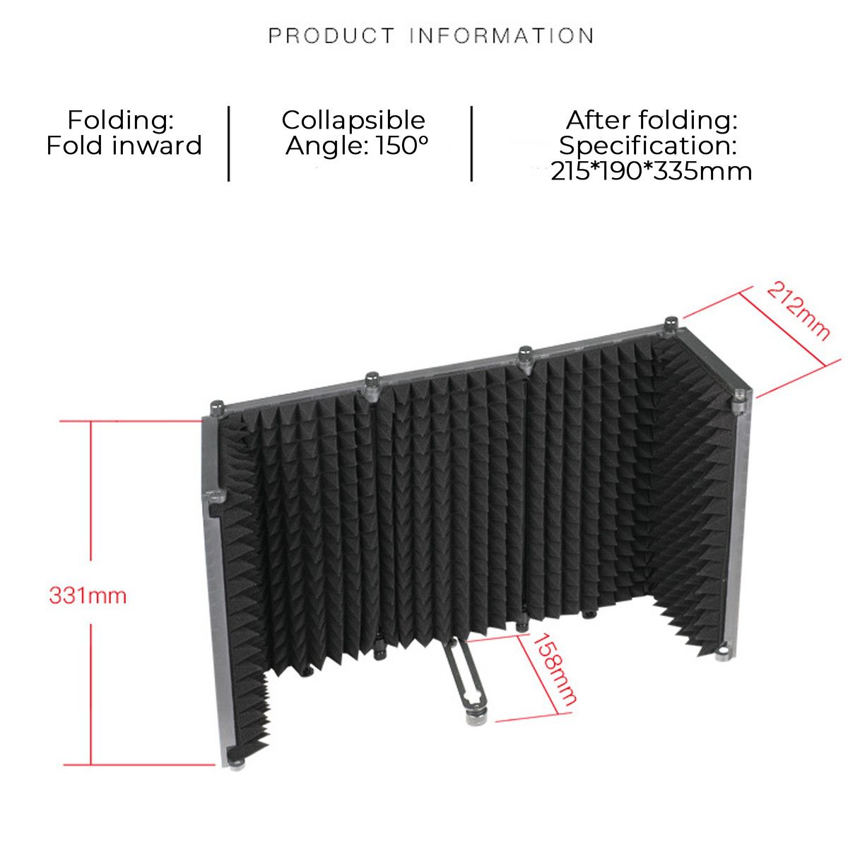 331x1060mm-5-Panels-Foldable-Studio-Microphone-Isolation-Shield-Acoustic-Foam-Sound-Absorbing-for-St-1716394