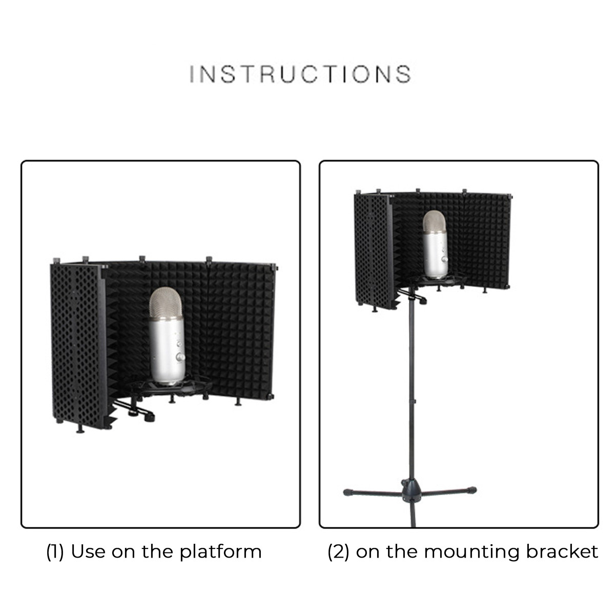 331x1060mm-5-Panels-Foldable-Studio-Microphone-Isolation-Shield-Acoustic-Foam-Sound-Absorbing-for-St-1716394