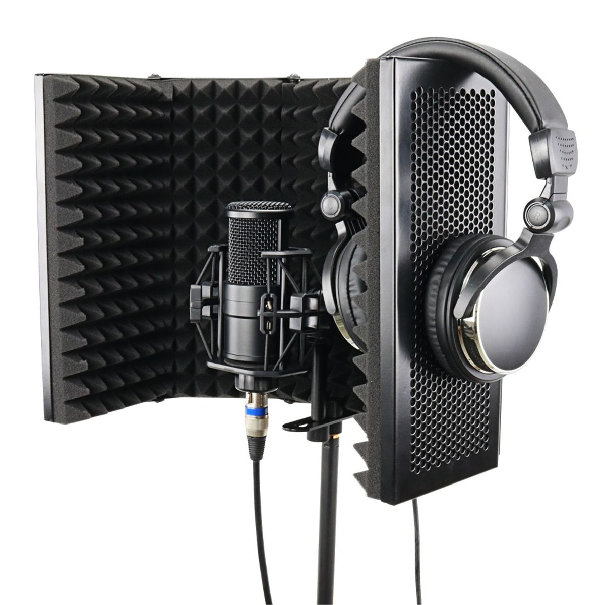 575-x-28cm-Foldable-Adjustable-Studio-Recording-Microphone-Isolator-Sound-Absorbing-Foam-Panel-Mic-I-1561155