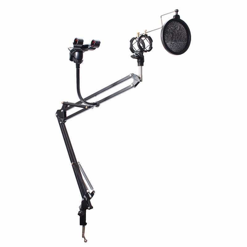 9PCS-Foldable-Professional-Recording-Microphone-Stand-Adjustable-with-Arm-Legs-Clamp-for-Stages-Stud-1163190