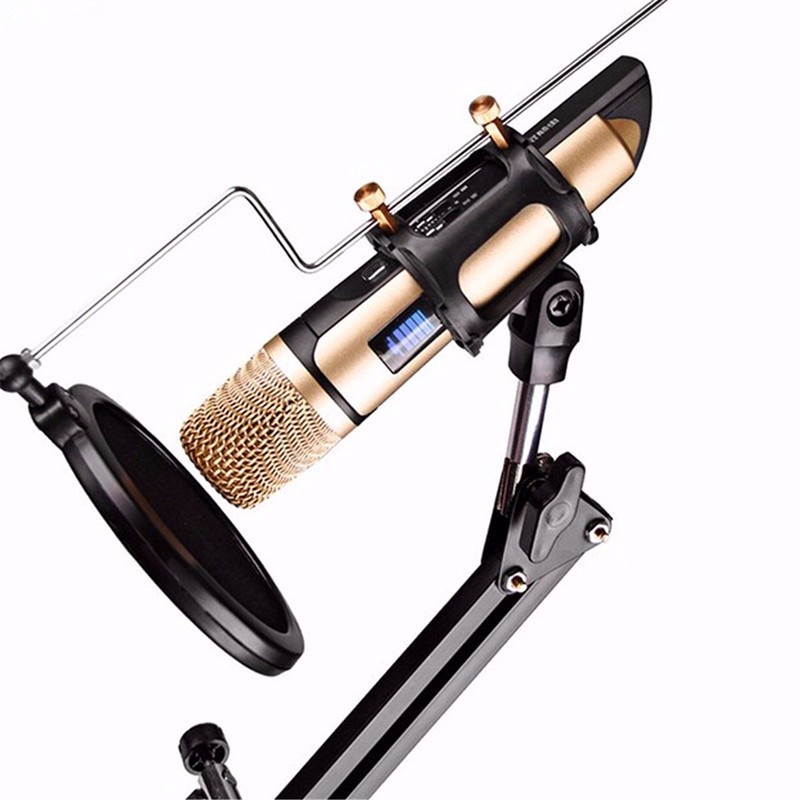 9PCS-Foldable-Professional-Recording-Microphone-Stand-Adjustable-with-Arm-Legs-Clamp-for-Stages-Stud-1163190