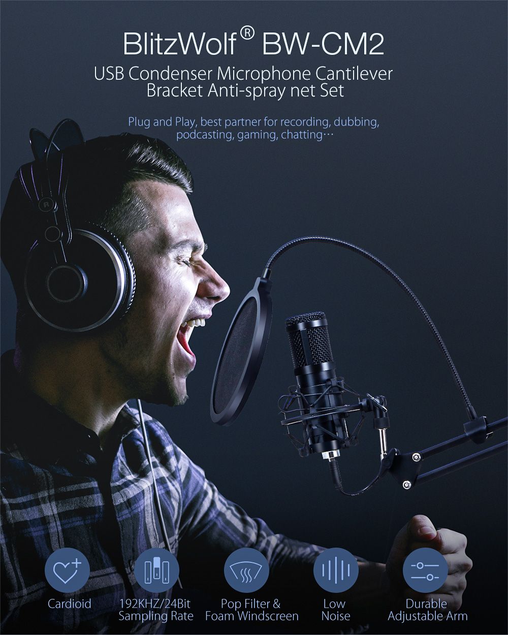 BlitzWolfreg-BW-CM2-Condenser-Microphone-USB-Microphone-Audio-Dynamic-System-Kit-Cantilever-Bracket--1735756