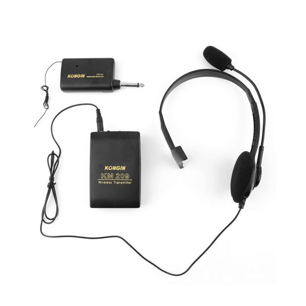 Kongin-KM-200-VHF-Stage-Wireless-Lavalier-Lapel-Headset-Microphone-System-Mic-FM-Transmitter-1239730