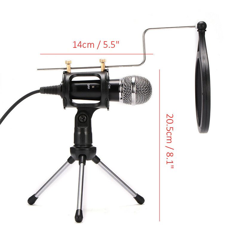 Live-Microphone-Condenser-Microphone-Wired-Singing-Recording-Broadcasting-Podcast-MIC-with-Tripod-St-1700894