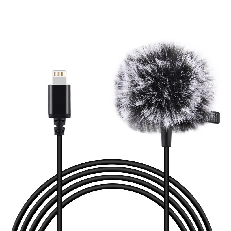 PULUZ-Mini-15m-8Pin-Jack-Lavalier-Wired-Condenser-Recording-Microphone-for-Live-Vlog-Phone-1729241