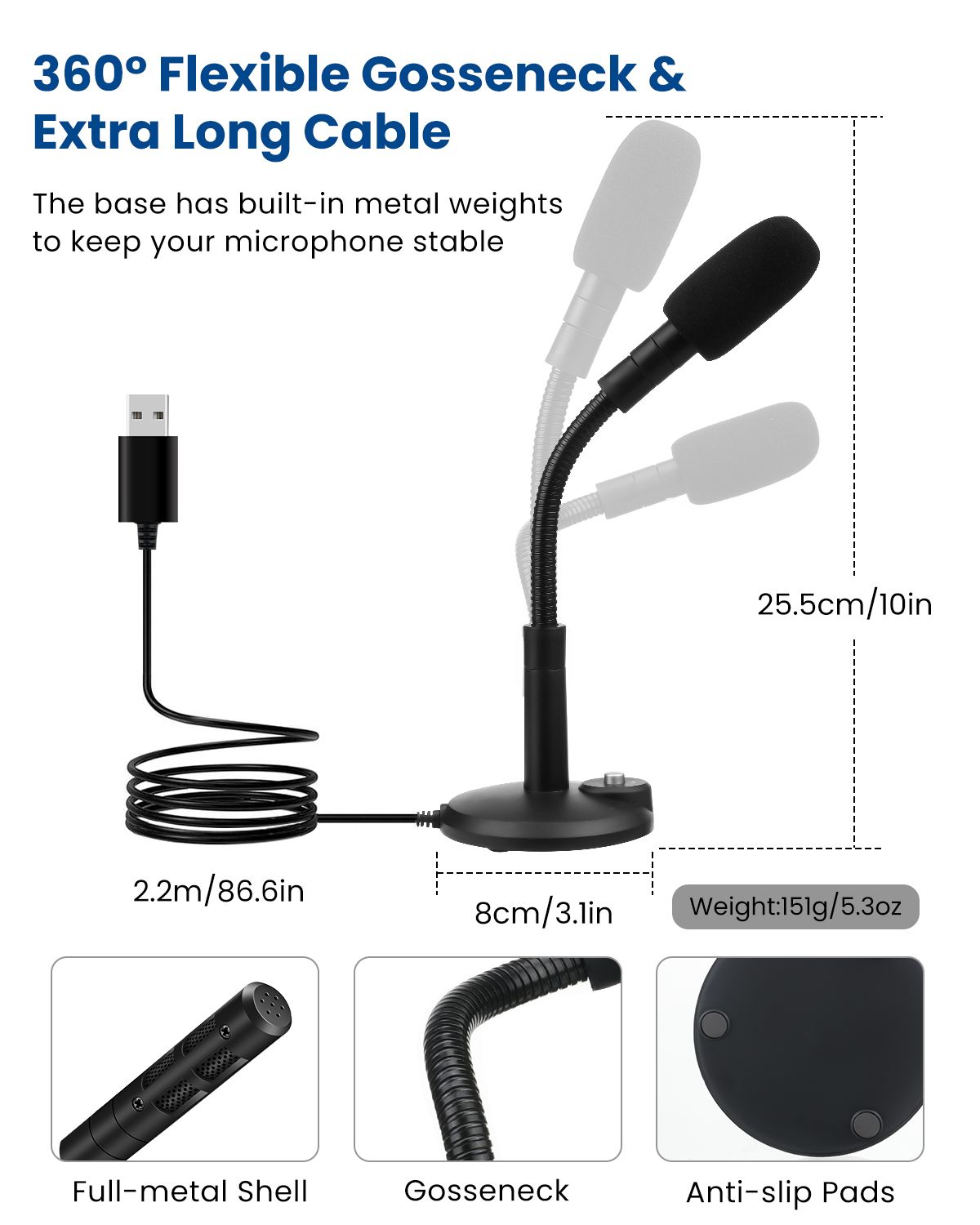 USB-PC-Microphone-Recording-Computer-Mic-with-Mute-Button-for-Mac-Laptop-PC-for-Net-Class-Live-Broad-1701370