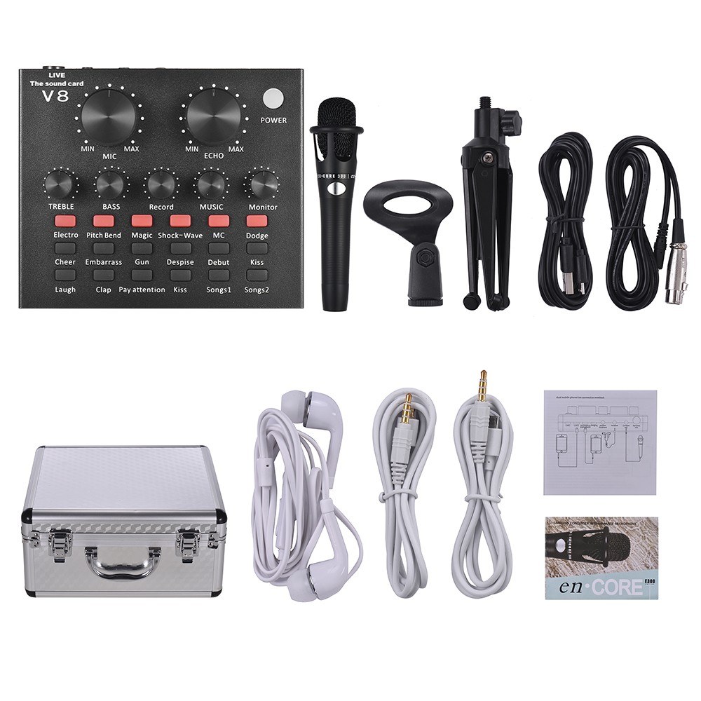 USB-Sound-Card-Microphone-with-Tripod-Audio-Cable-Earphone-for-Broadcast-Live-Streaming-for-Tik-Tok--1593368