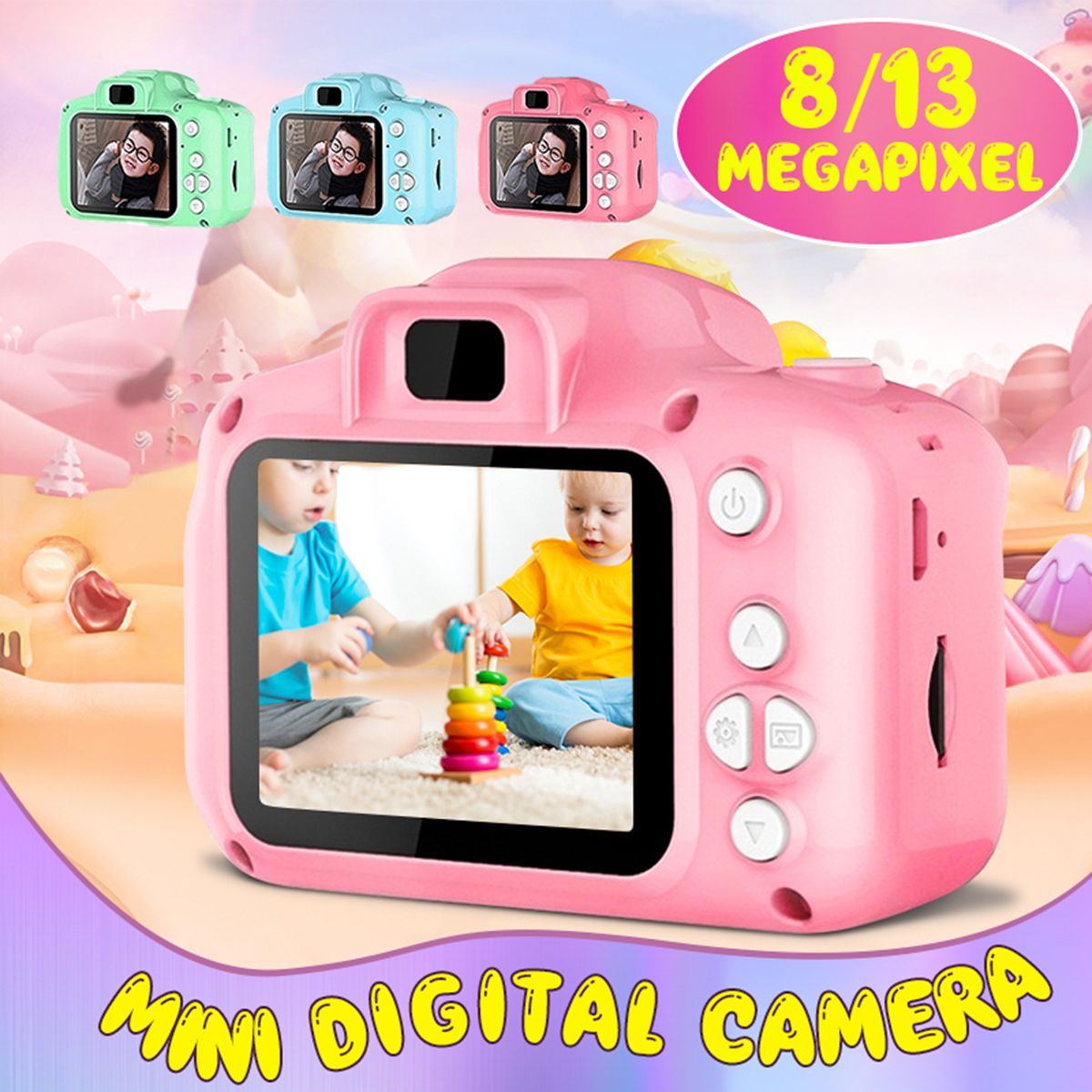 1080P-HD-13-Mega-Pixels-Children-Mini-Digital-Camera-Camcorder-with-20in-IPS-LCD-Screen-400mAh-Recha-1666525