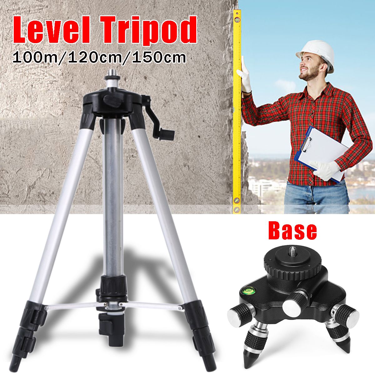 100120150cm-Adjustable-Aluminium-Alloy-Tripod-Base-Contractor-For-Laser-Level-1432699