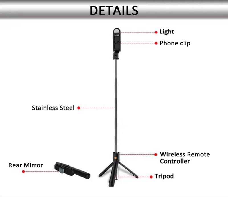 ENKAY-K10S-Wirleless-bluetooth-Selfie-Stick-Fill-Light-Foldable-Tripod-Selfie-Stick-Remote-Control-P-1748500