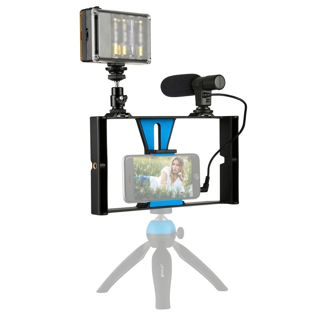 PULUZ-PKT3022-Rig-Stabilizer-Holder-with-Video-Light-Microphone-for-Smart-Phone-Photography-1504047