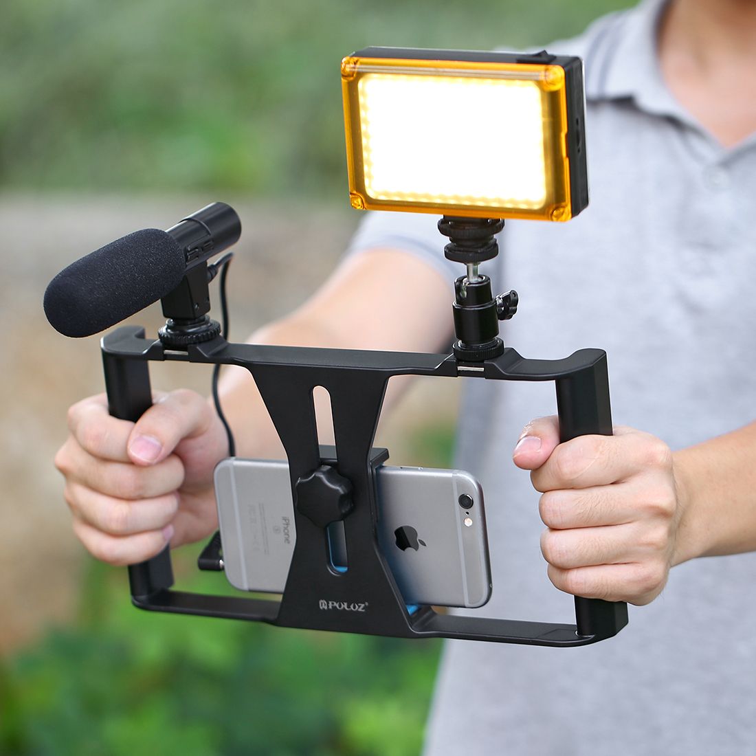 PULUZ-PKT3023-Smartphone-Video-Rig-LED-Studio-Light-Video-Shotgun-Microphone-Mini-Tripod-Mount-Kits-1285699