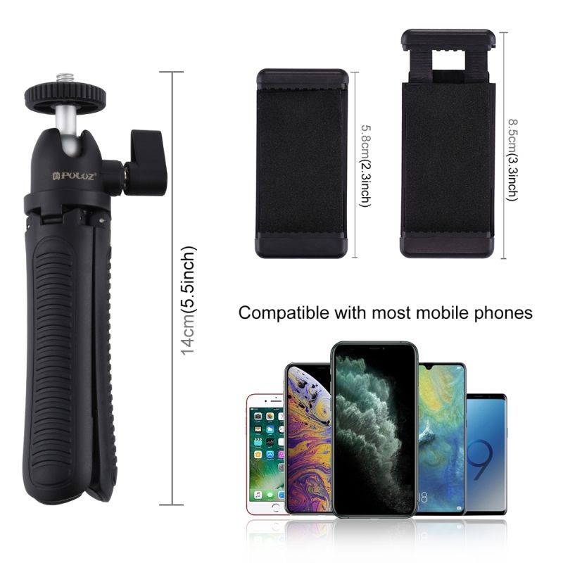 PULUZ-PKT3083B-Selfie-Sticks-Tripod-Mount--Phone-Clamp-with-Tripod-Adapter-and-Long-Screw-1764388