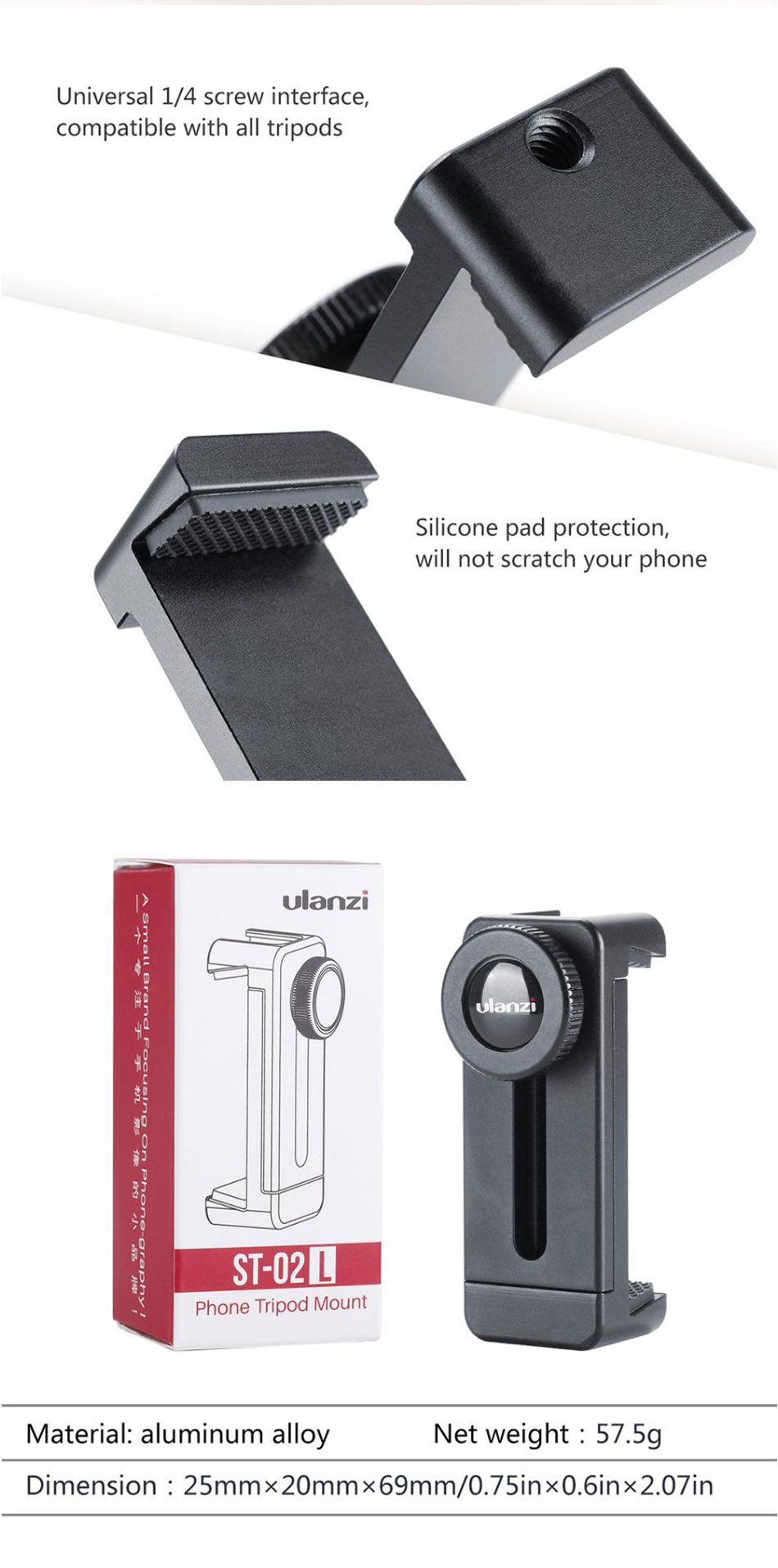 Ulanzi-ST-02L-Phone-Tripod-Mount-Quick-Release-Alloy-Phone-Holder-with-Cold-Shoe-1535819