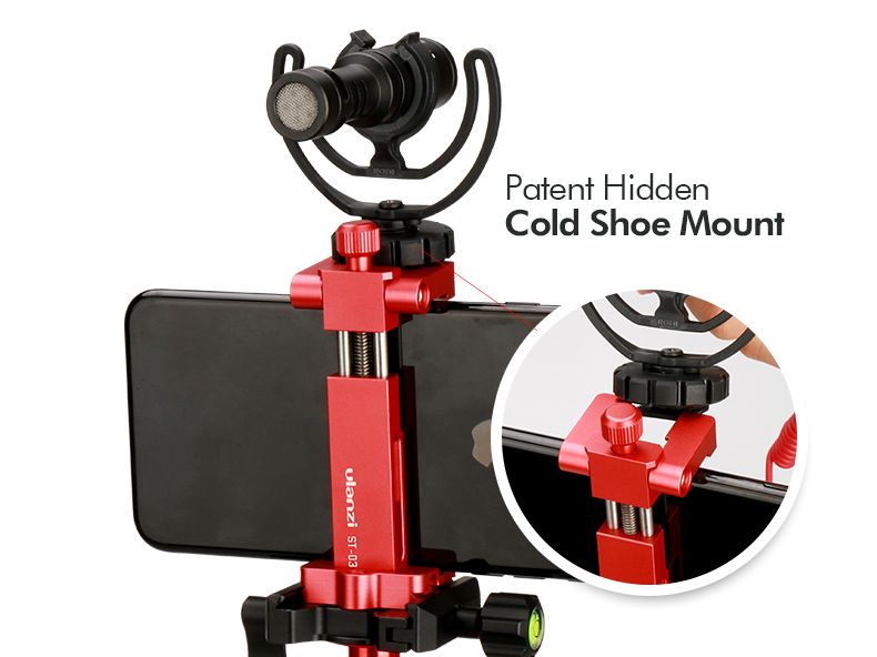 Ulanzi-ST-03-Metal-Smart-Phone-Tripod-Mount-Clip-with-Cold-Shoe-Mount-Arca-Style-Quick-Release-Plate-1268967