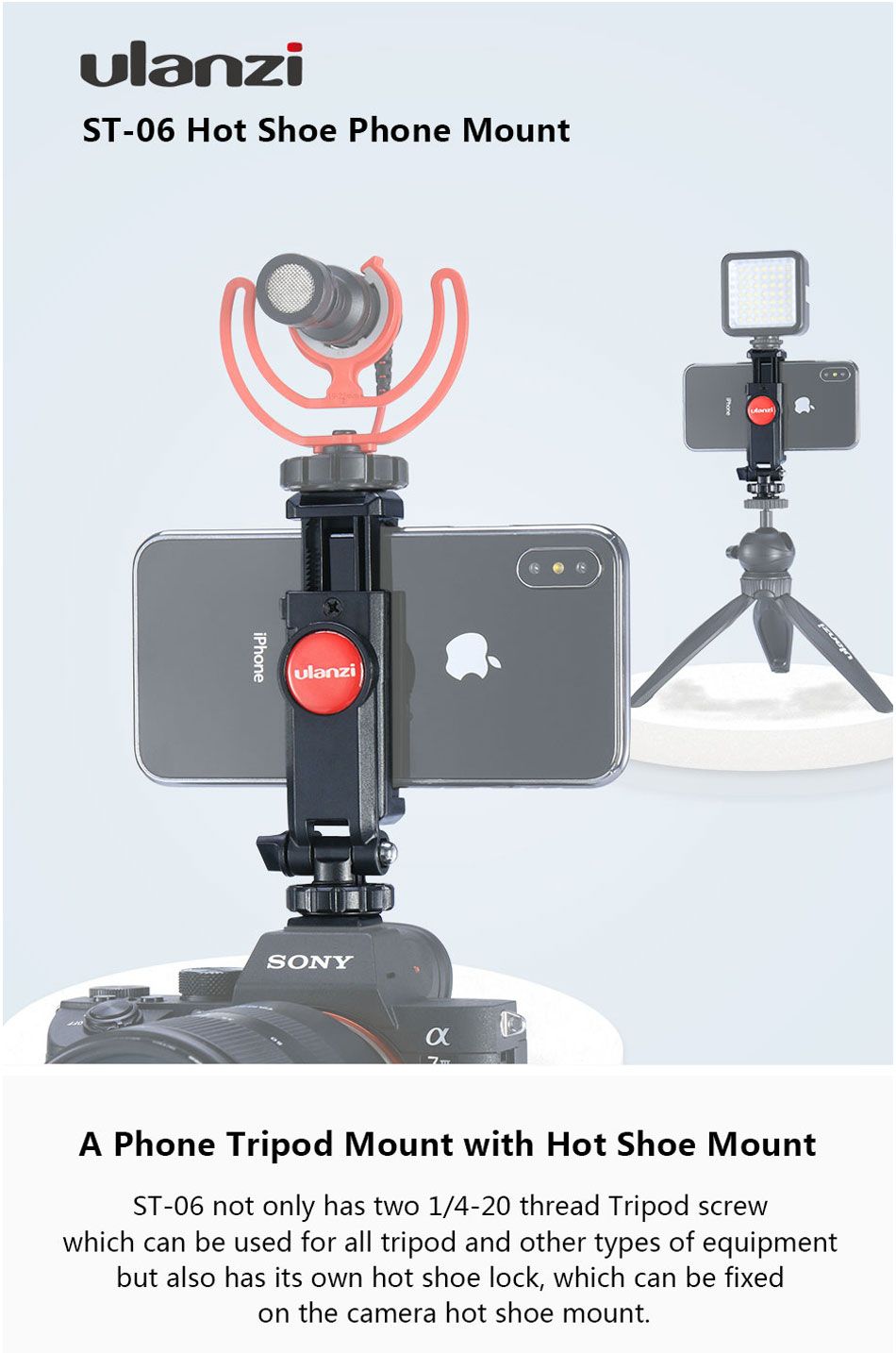 Ulanzi-ST-06-360-Degree-Rotation-Vertical-Bracket-Phone-Clip-Holder-Clamp-Mount-with-Cold-Shoe-1534592