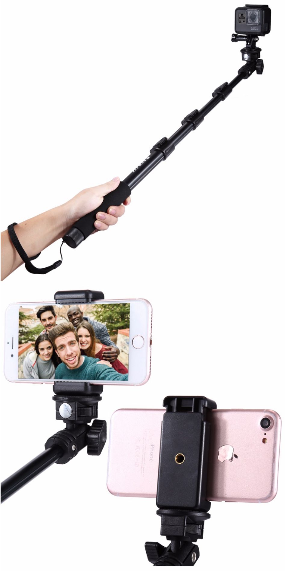 PULUZ-PU54B-Extendable-Adjustable-Handheld-Selfie-Stick-Monopod-for-Action-Sportscamera-Phone-1198853
