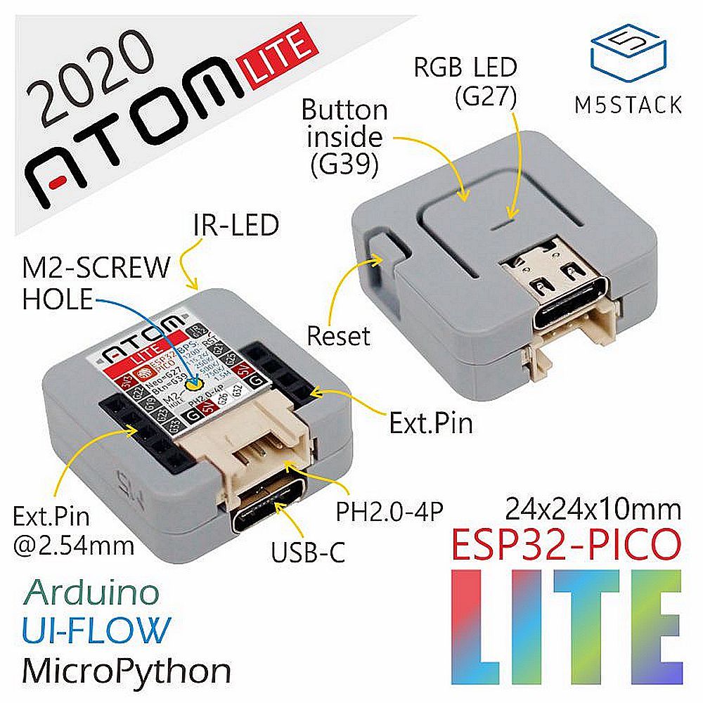 3pcs-M5Stackreg-ATOM-Lite-ESP32-Development-Board-Kit-Neo-LED-Blockly-Programmable-Kit-M5Stack-for-A-1656878