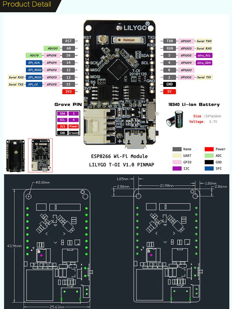 LILYGOreg-T-OI-ESP8266-Development-Board-with-Rechargeable-16340-Battery-Holder-Compatible-MINI-D1-D-1652593