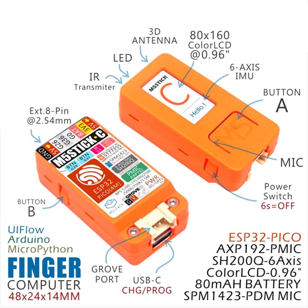 M5StickC-ESP32-PICO-Color-LCD-Mini-IoT-Development-Board--YUN-HAT-Multi-Function-Environment-Informa-1566274