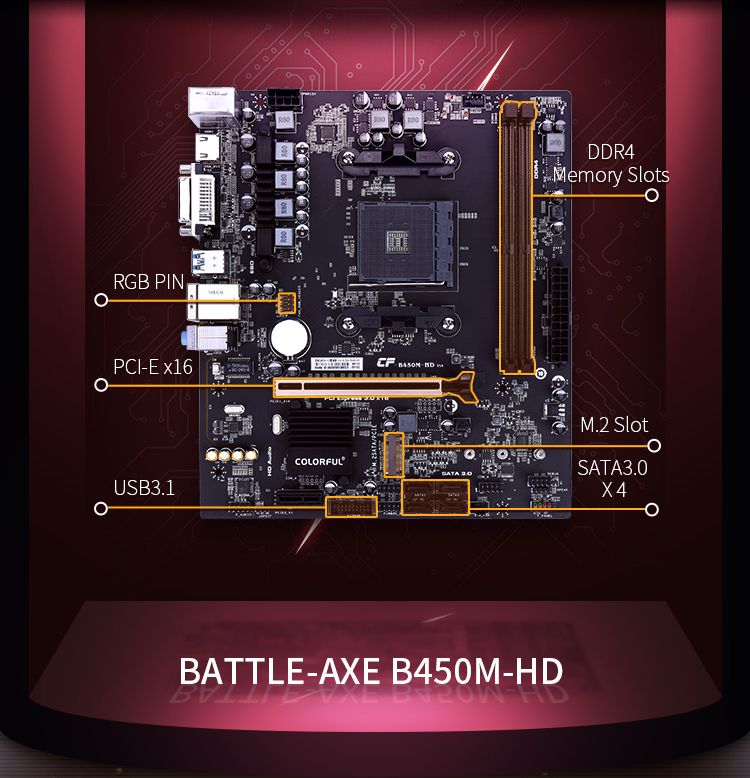 Colorful-BATTLE-AX-B450M-HD-V14-Computer-Motherboard-PC-Desktop-Motherboard--Supports-AMD-Socket-AM4-1695866