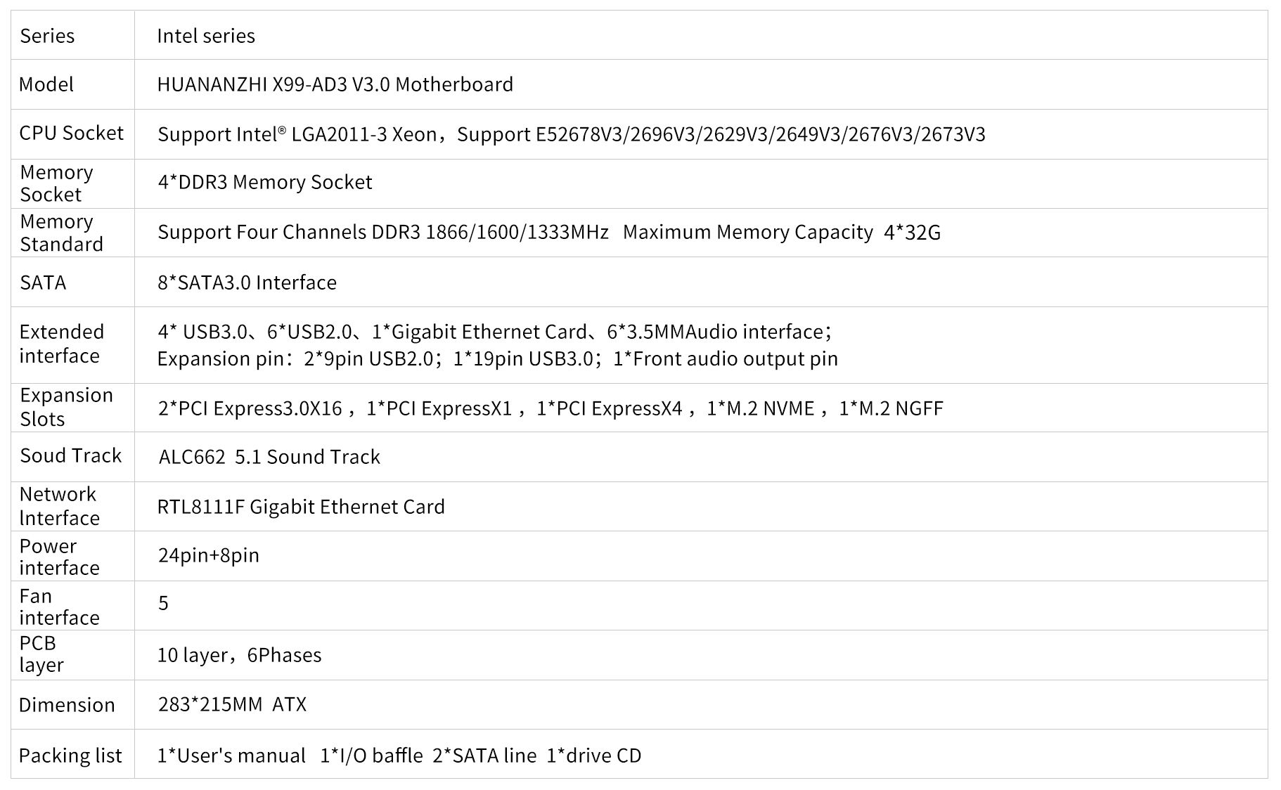 HUANANZHI-X99-AD3-V30-Motherboard-Desktop-PC-Computer-Support-Intlel-Xeon-E52678V32696V32629V32649V3-1708000