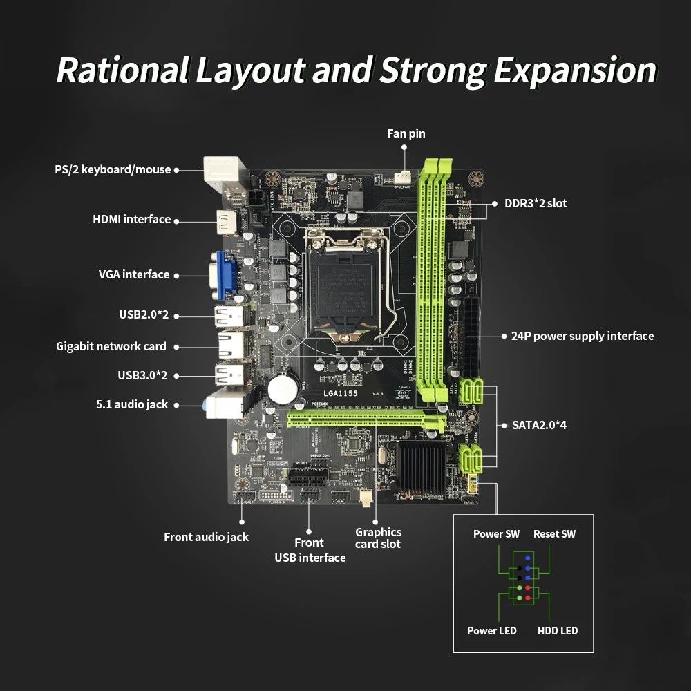 JingSha-H61-Motherboard-M-ATX-LGA1155-DDR3-Mainboard-For-Core-i5-3330-CPU-1765837