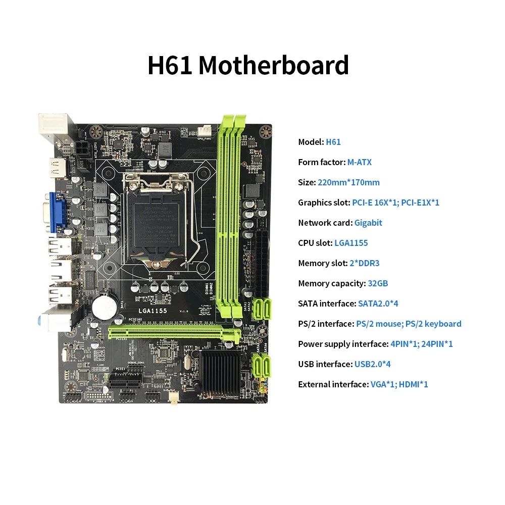 JingSha-H61-Motherboard-M-ATX-LGA1155-DDR3-Mainboard-For-Core-i5-3330-CPU-1765837