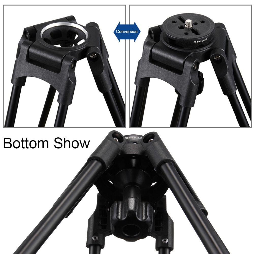 PULUZ-PU3503-75mm-Metal-Half-Ball-Flat-to-Bowl-Adapter-for-Fluid-Head-Tripod-DSLR-Rig-Camera-1177321