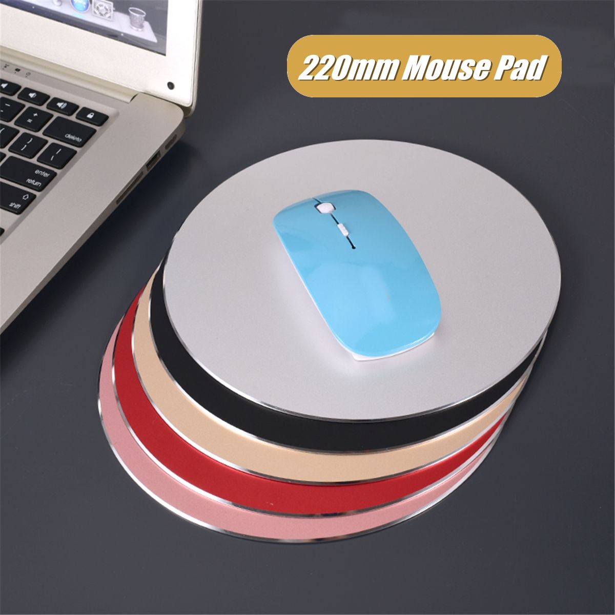 Aluminium-Alloy-CNN-Mouse-Pad-22cm-866quot-Round-Shaped-Gaming-Mousepad-1390905