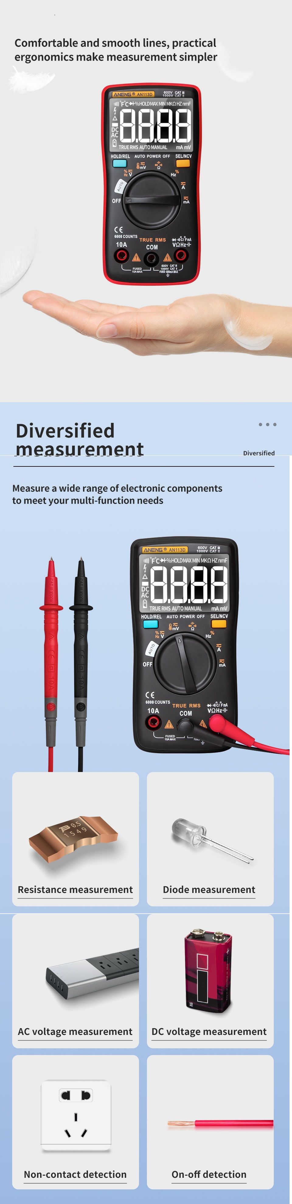 ANENG-AN113D-Intelligent--Auto-Measure-True--RMS-Digital-Multimeter-6000-Counts-Resistance-Diode-Con-1568882