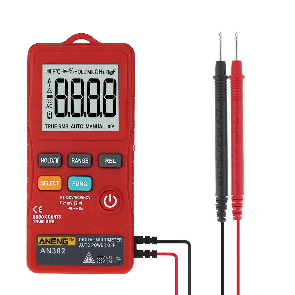 ANENG-AN302-Push-button-Card-Digital-Multimeter-ACDC-Tester-With-Flashlight---Red-1339839