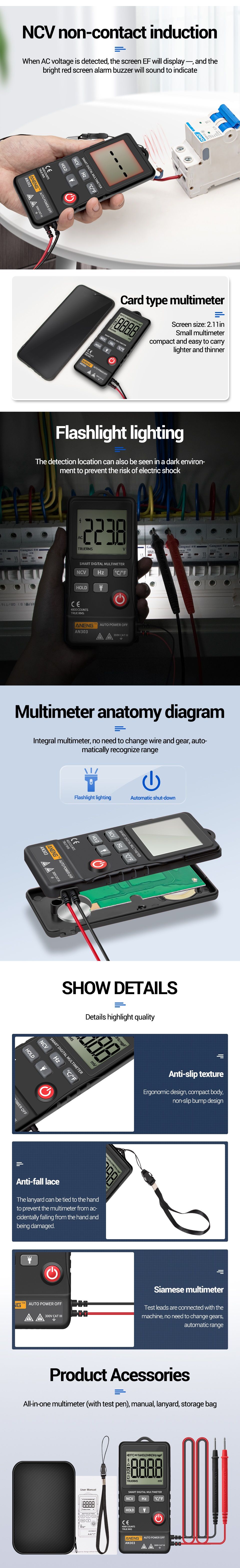 ANENG-AN303-Mini-True-Rms-Digital-Multimeter-4000-Display-DCAC-Voltmeter-Tester-Capacitance-NCV-Ohm--1750266