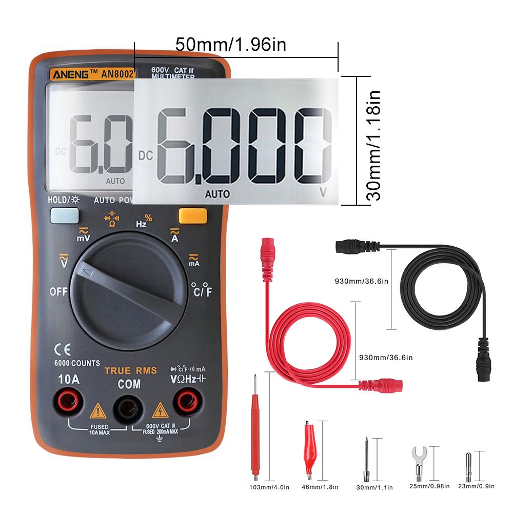 ANENG-AN8002-Orange-Digital-True-RMS-6000-Counts-Multimeter-ACDC-Current-Voltage-Frequency-Resistanc-1451183