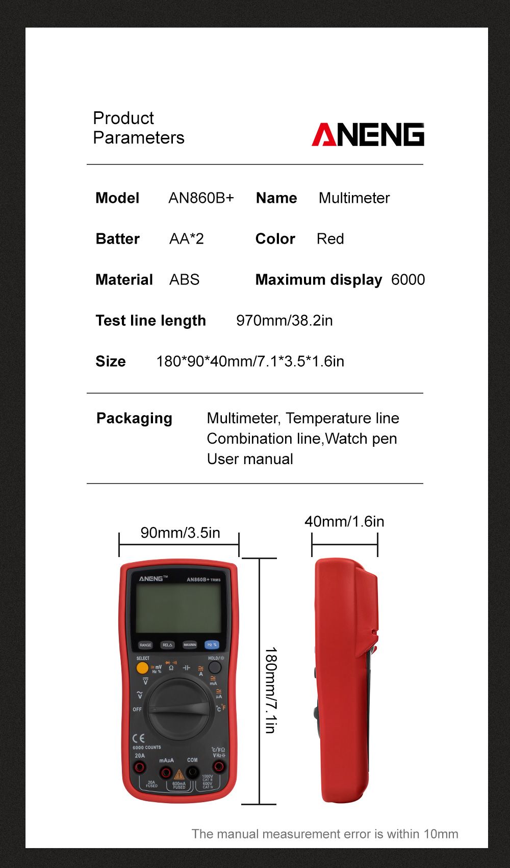 ANENG-AN860B-LCD-6000-Counts-Digital-Multimeter-Backlight-ACDC-Current-Voltage-Resistance-Frequency--1451307