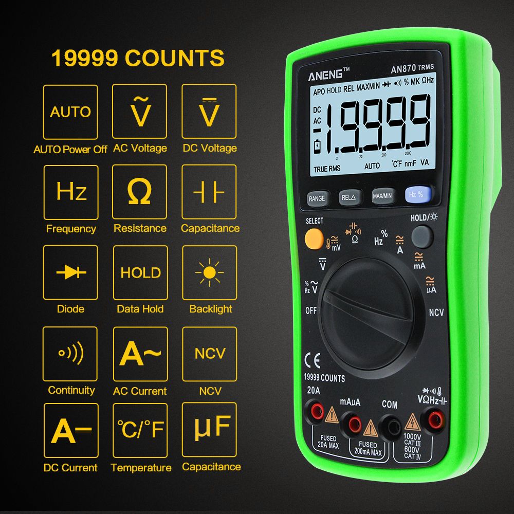 ANENG-AN870-Auto-Range-Digital-Multimeter-19999-Counts-True-RMS-NCV-ACDC-Voltage-Green-1329989