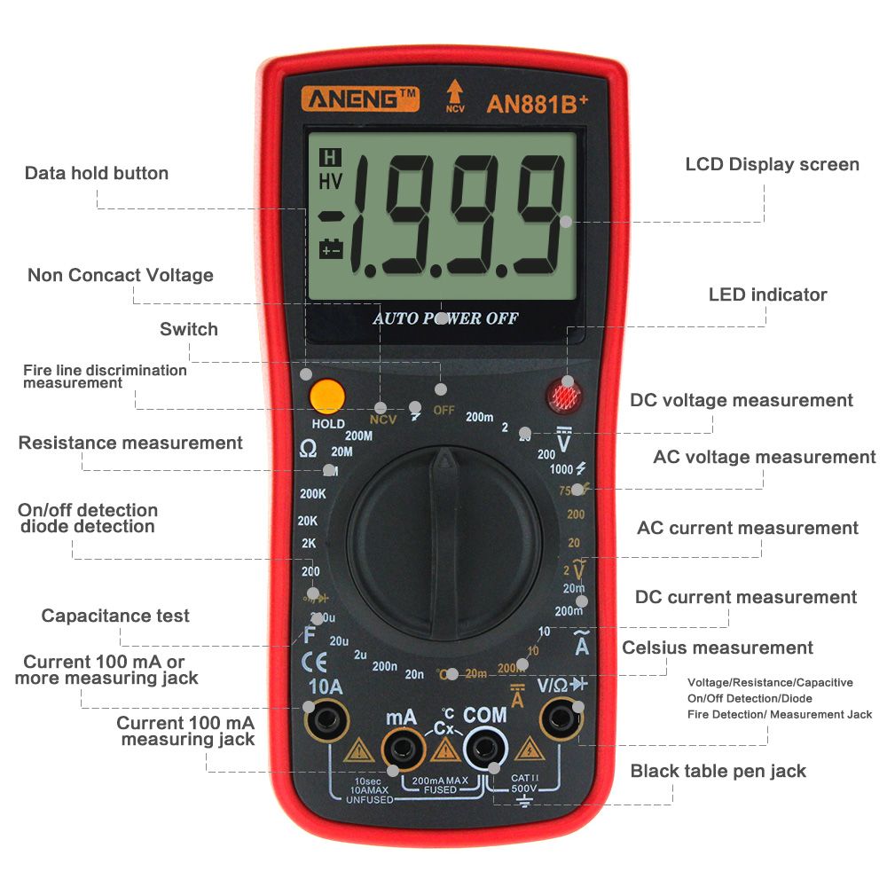 ANENG-AN881B-Digital-Multimeter-AC-DC-Voltage-Current-Capacitance-Resistance-Temperature-Diode-Triod-1302604