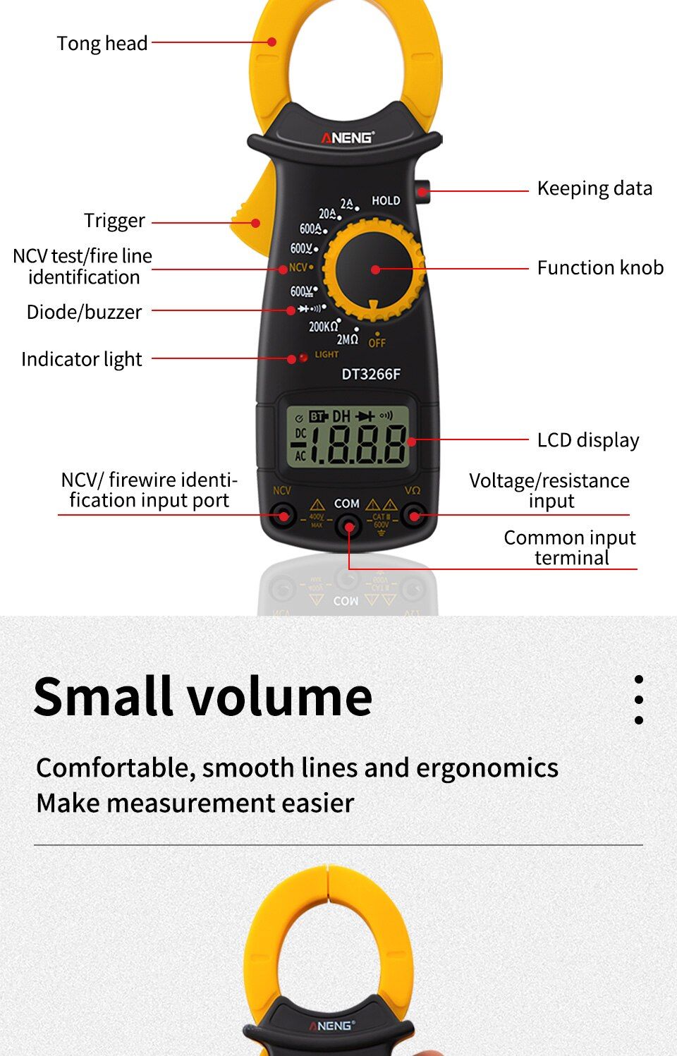 ANENG-DT3266F-Mini-Digital-Clamp-Multimeter-Amperemeter-Electrical-Clamp-Meter-AC--DC-Voltage-Resist-1588004