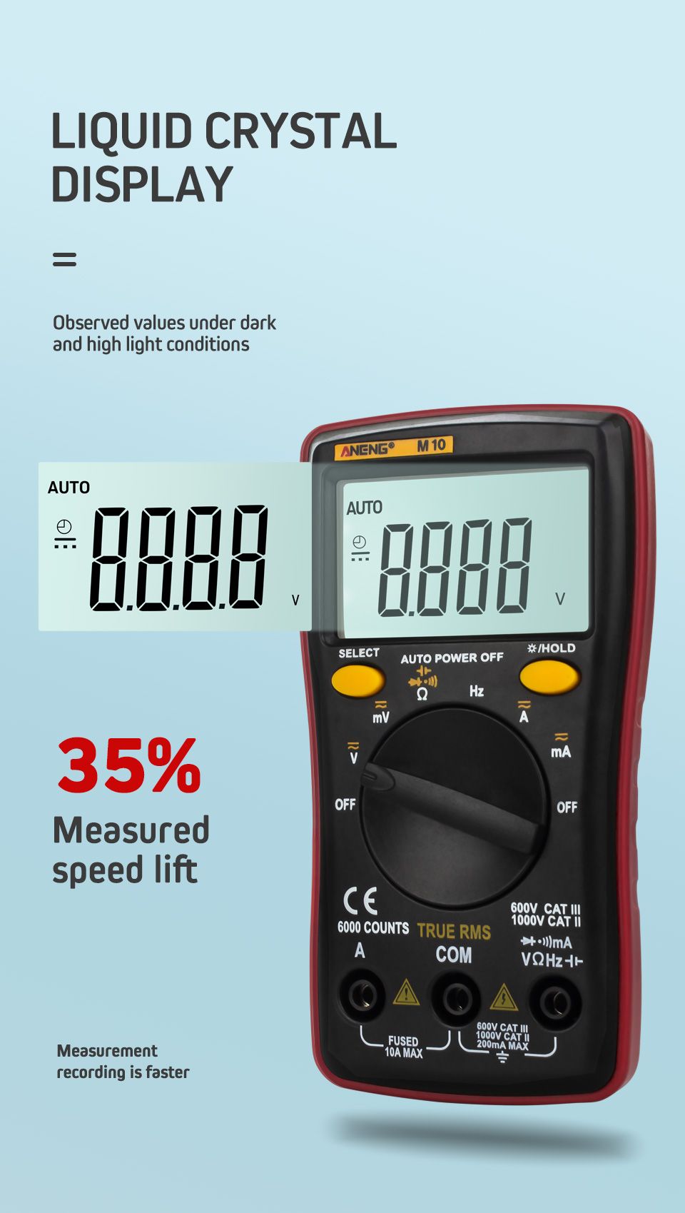 ANENG-M10-6000-Counts-Digital-Multimeter-ACDC-Ammeter-Voltmeter-Ohm-Meter-Tester-Capacitor-Buzzer-Mu-1451300