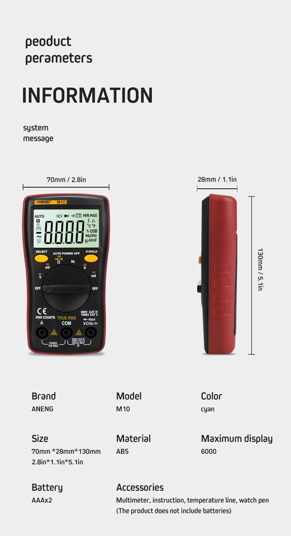 ANENG-M10-6000-Counts-Digital-Multimeter-ACDC-Ammeter-Voltmeter-Ohm-Meter-Tester-Capacitor-Buzzer-Mu-1451300